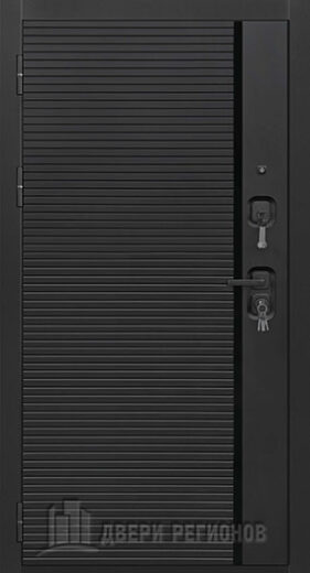 Дверь входная Президент Стайл зеркало, цвет Чёрная Мягкая Шагрень, панель - aurum цвет Магнолия гладкая